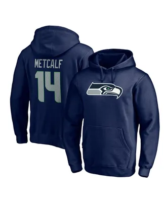 Men's Fanatics Dk Metcalf Navy Seattle Seahawks Player Icon Name and Number Fitted Pullover Hoodie