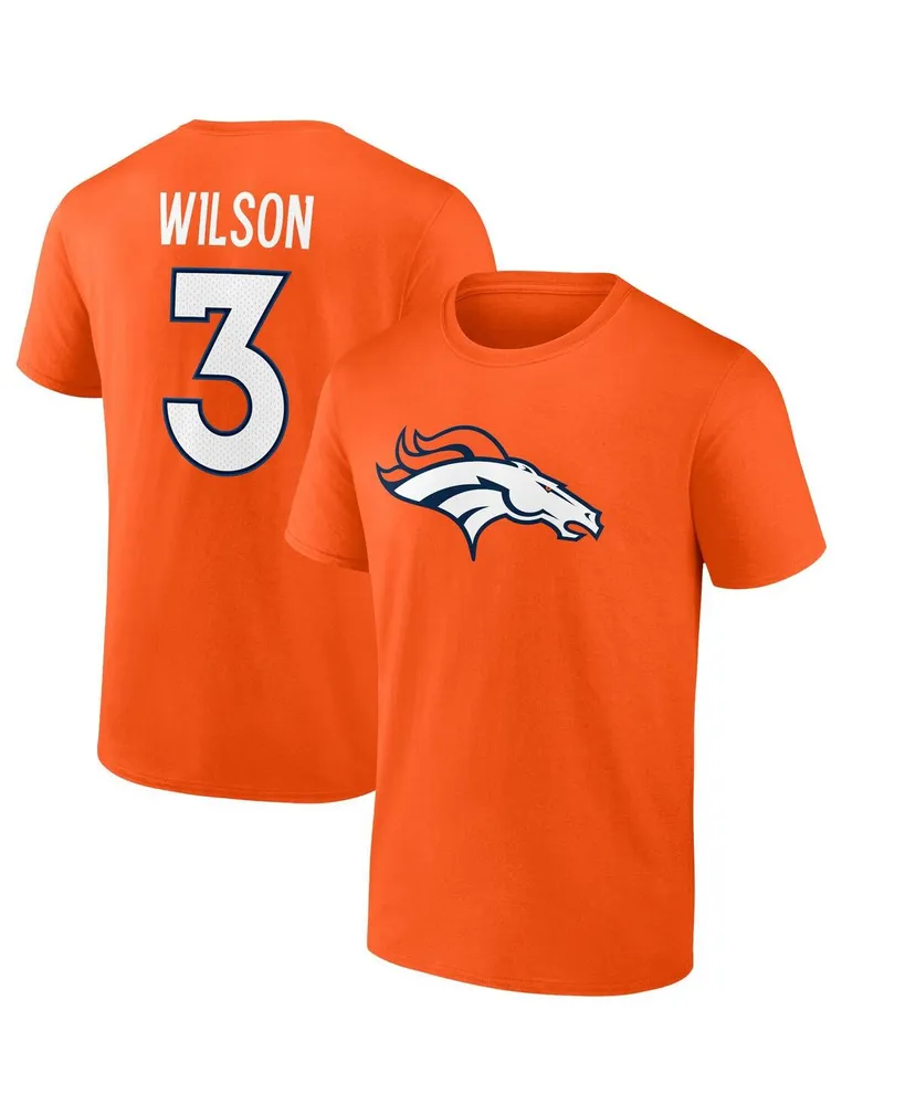 Men's Fanatics Russell Wilson Orange Denver Broncos Player Icon Name and Number T-shirt