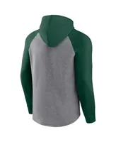 Men's Fanatics Heathered Gray and Green Green Bay Packers By Design Raglan Pullover Hoodie