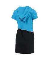 Women's Refried Apparel Blue, Black Carolina Panthers Hooded Mini Dress