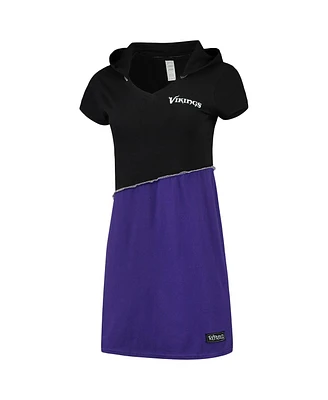 Women's Refried Apparel Black, Purple Minnesota Vikings Hooded Mini Dress