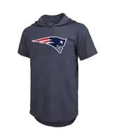 Men's Majestic Threads Mac Jones Navy New England Patriots Player Name and Number Tri-Blend Hoodie T-shirt