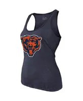 Women's Majestic Threads Justin Fields Navy Chicago Bears Player Name and Number Tri-Blend Tank Top