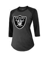 Women's Majestic Threads Davante Adams Black Las Vegas Raiders Player Name & Number Raglan 3/4-Sleeve T-shirt