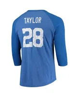 Men's Majestic Threads Jonathan Taylor Royal Indianapolis Colts Name and Number Team Colorway Tri-Blend 3/4 Raglan Sleeve Player T-shirt