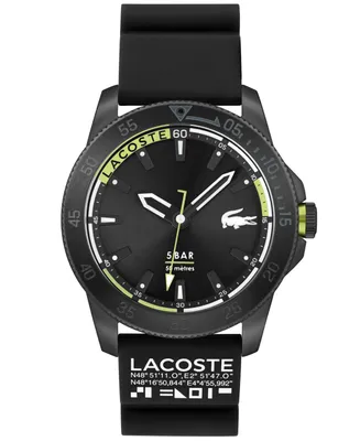 Lacoste Men's Regatta Black Silicone Strap Watch 46mm