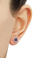 Lab-Grown Sapphire (1-1/5 ct. tw.) & Lab-Grown White Sapphire (5/8 ct. t.w.) Halo Stud Earrings in 14k Gold