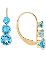 White Cubic Zirconia Graduated Drop Earrings 14k Gold (Also Blue Zirconia)