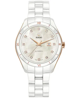Rado Women's Swiss Automatic HyperChrome Diamond (1/10. ct. t.w.) White Ceramic Bracelet Watch 36mm