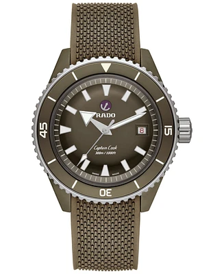 Rado Men's Swiss Automatic Captain Cook Diver Green Rubber Bracelet Watch 43mm