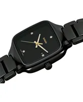 Rado Women's Swiss True Square Diamond Accent Black Ceramic Bracelet Watch 29mm