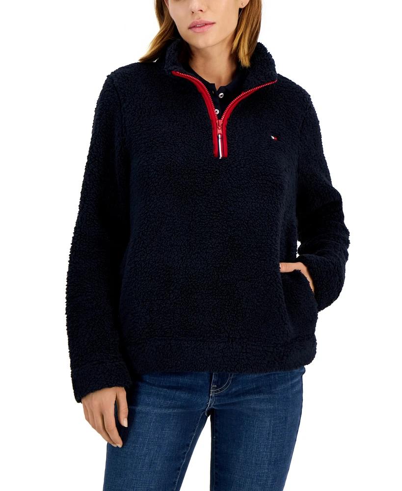 Tommy Hilfiger Women's Sherpa 1/4-Zip Pullover Jacket