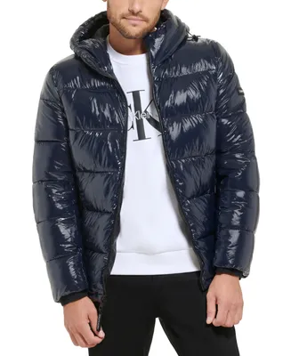 Calvin Klein Men's High Shine Hooded Puffer Jacket