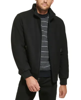 Calvin Klein Men's Wool Bomber Jacket With Knit Trim