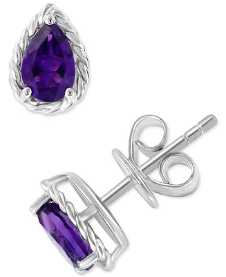 Effy Amethyst Pear Rope-Framed Stud Earrings (7/8 ct. t.w.) in Sterling Silver