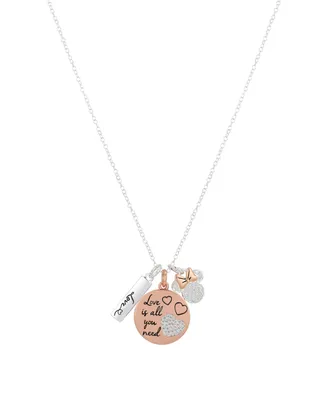 Disney Cubic Zirconia Minnie Mouse Charm Necklace (0.01 ct. t.w.) in 14K Rose Gold Flash Plated - Rose Gold Two