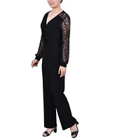 Ny Collection Petite Jumpsuit with Lace Sleeve