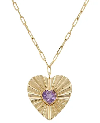 Amethyst (1-1/2ct.tw.) Heart Pendant 18" Necklace in 14k Gold-Plated Sterling Silver