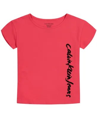 Calvin Klein Big Girls Script Logo Short Sleeves T-shirt