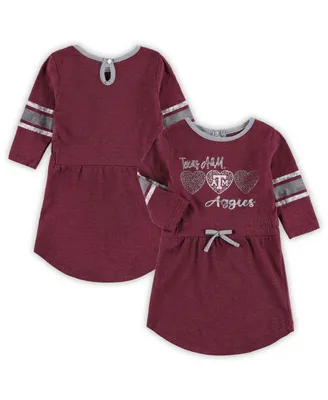 Toddler Girls Colosseum Heathered Maroon Texas A&M Aggies Poppin Sleeve Stripe Dress