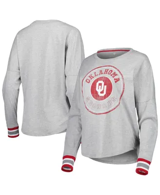 Women's Colosseum Heathered Gray Oklahoma Sooners Andy Long Sleeve T-shirt