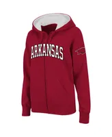 Women's Colosseum Cardinal Arkansas Razorbacks Arched Name Full-Zip Hoodie