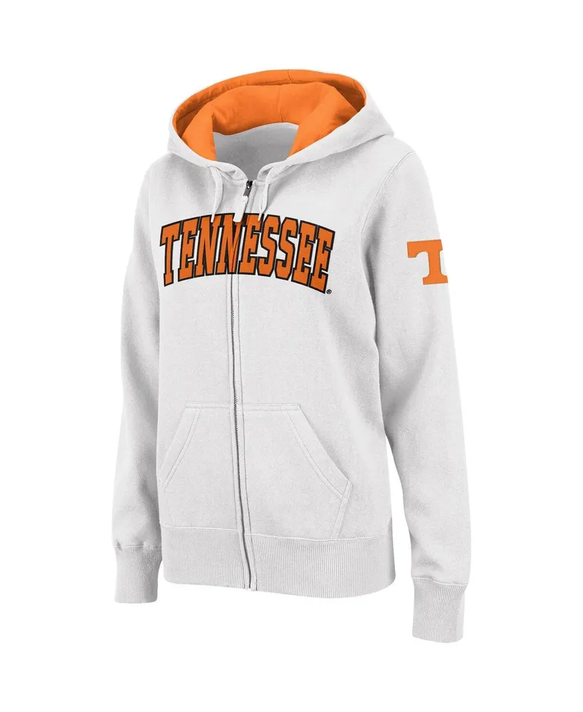 Women's Colosseum White Tennessee Volunteers Arched Name Full-Zip Hoodie