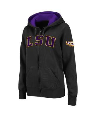 Women's Colosseum Black Lsu Tigers Arched Name Full-Zip Hoodie