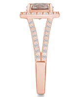 Macy's Morganite (1-7/8 ct. t.w.) and Diamond (1/2 Halo Ring 14K Rose Gold