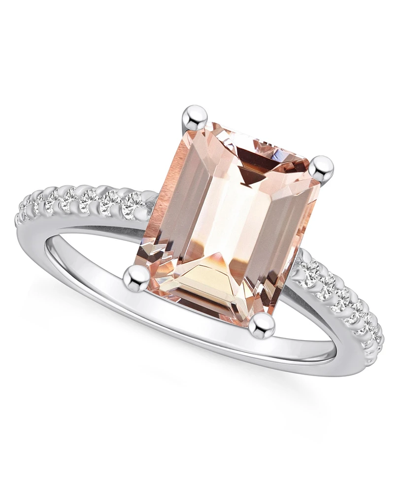 Macy's Morganite (3 ct. t.w.) and Diamond (1/4 Ring 14K White Gold