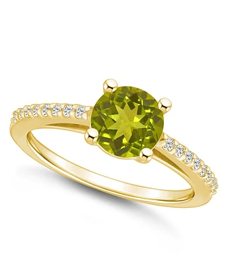 Macy's Peridot (1-1/2 ct. t.w.) and Diamond (1/6 Ring 14K Yellow Gold