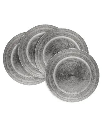 American Atelier Dazzle Set of 4 Electroplated Charger Plates, Service For 4 - Silver