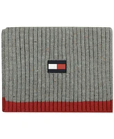 Tommy Hilfiger Men's Rubber Flag Patch Tipped Rib Scarf