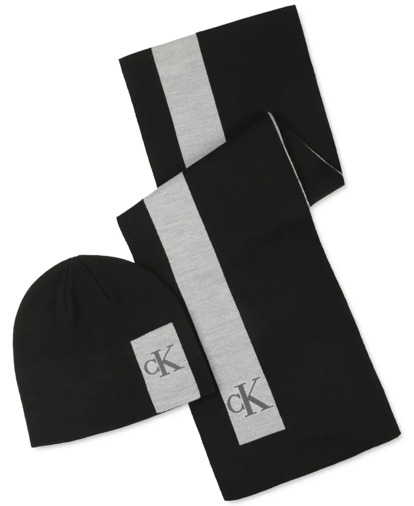 Calvin Klein Men\'s Silicone Ck Monogram Logo Scarf & Beanie Hat Set |  Hawthorn Mall