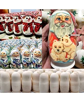 G.DeBrekht Gift Bag Santa Family 3-Piece Doll Russian Matryoshka Nested Dolls Set