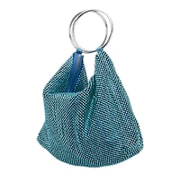 Nina Women's Glass Crystal Mesh Double Ring Handle Pouch Bag