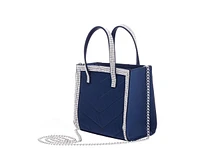 Nina Women's Chevron Quilted Satchel with Crystal Trim Handbag