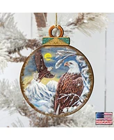 Designocracy Eagles Ball Wooden Ornaments, Set of 2