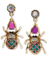 Betsey Johnson Gold-Tone Spider Mismatch Drop Earrings