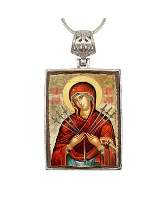 G.DeBrekht Virgin Mary of the Seven Swords Religious Holiday Jewelry Necklace Monastery Icons