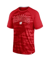 Men's Fanatics Red Wisconsin Badgers Arch Outline Raglan T-shirt
