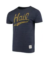 Men's Original Retro Brand Heathered Navy Michigan Wolverines Vintage-Like Hail Tri-Blend T-shirt