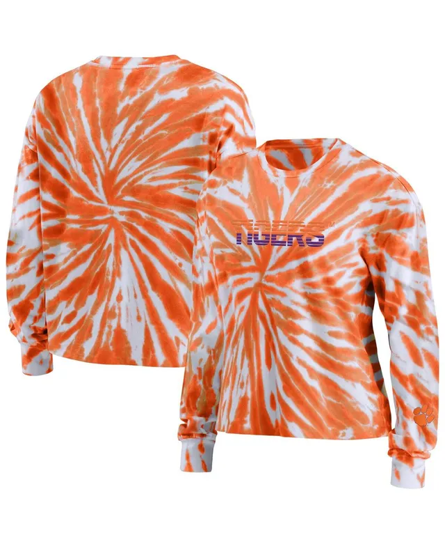 Spirit Jersey Women's Orange Clemson Tigers Tie-Dye Long Sleeve Jersey T-Shirt Size: Extra Large