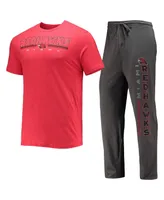 Men's Concepts Sport Heathered Charcoal, Red Miami University RedHawks Meter T-shirt and Pants Sleep Set