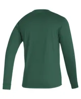 Men's adidas Green Miami Hurricanes Sideline Locker Strikethrough Creator Aeroready Long Sleeve T-shirt