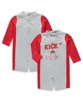 Toddler Girls Gray, Scarlet Ohio State Buckeyes Wave Runner Wetsuit