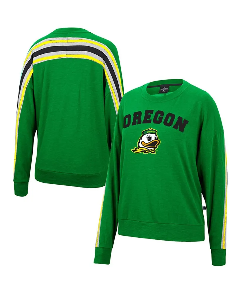 Women's Colosseum Heathered Green Oregon Ducks Team Oversized Pullover Sweatshirt