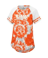 Women's Colosseum Orange, White Miami Hurricanes Annie Oversized Tie-Dye Raglan T-shirt
