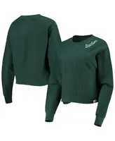 Women's League Collegiate Wear Green Michigan State Spartans Corded Timber Cropped Pullover Sweatshirt