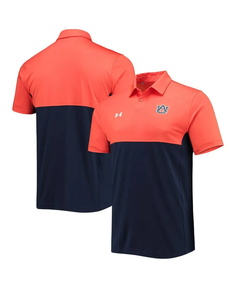 Men's Under Armour Orange, Navy Auburn Tigers 2022 Blocked Coaches Performance Polo Shirt